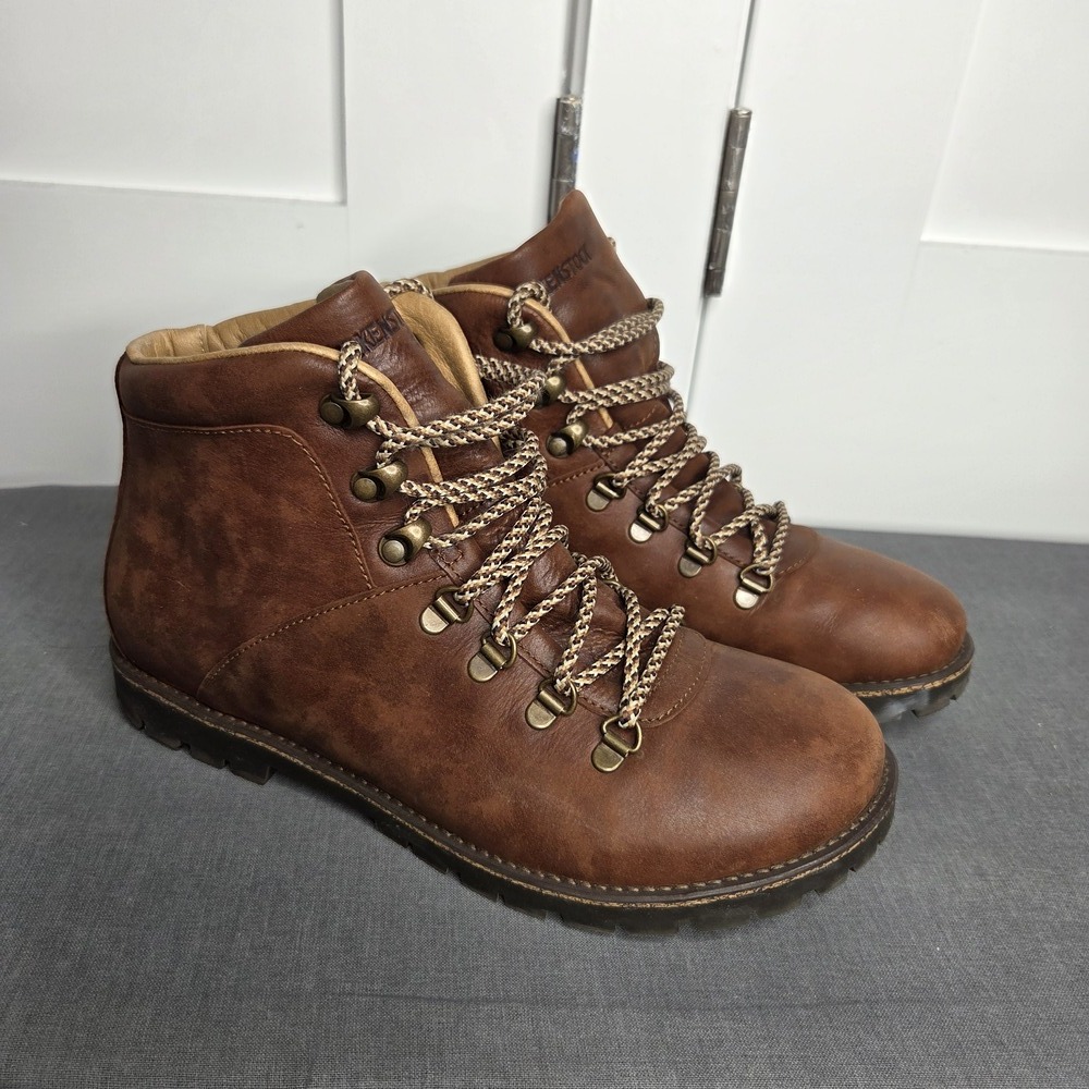 Birkenstock Men's Brown Leather Lace-Up Hiking Ankle Boots Size 8 US / 41 EU